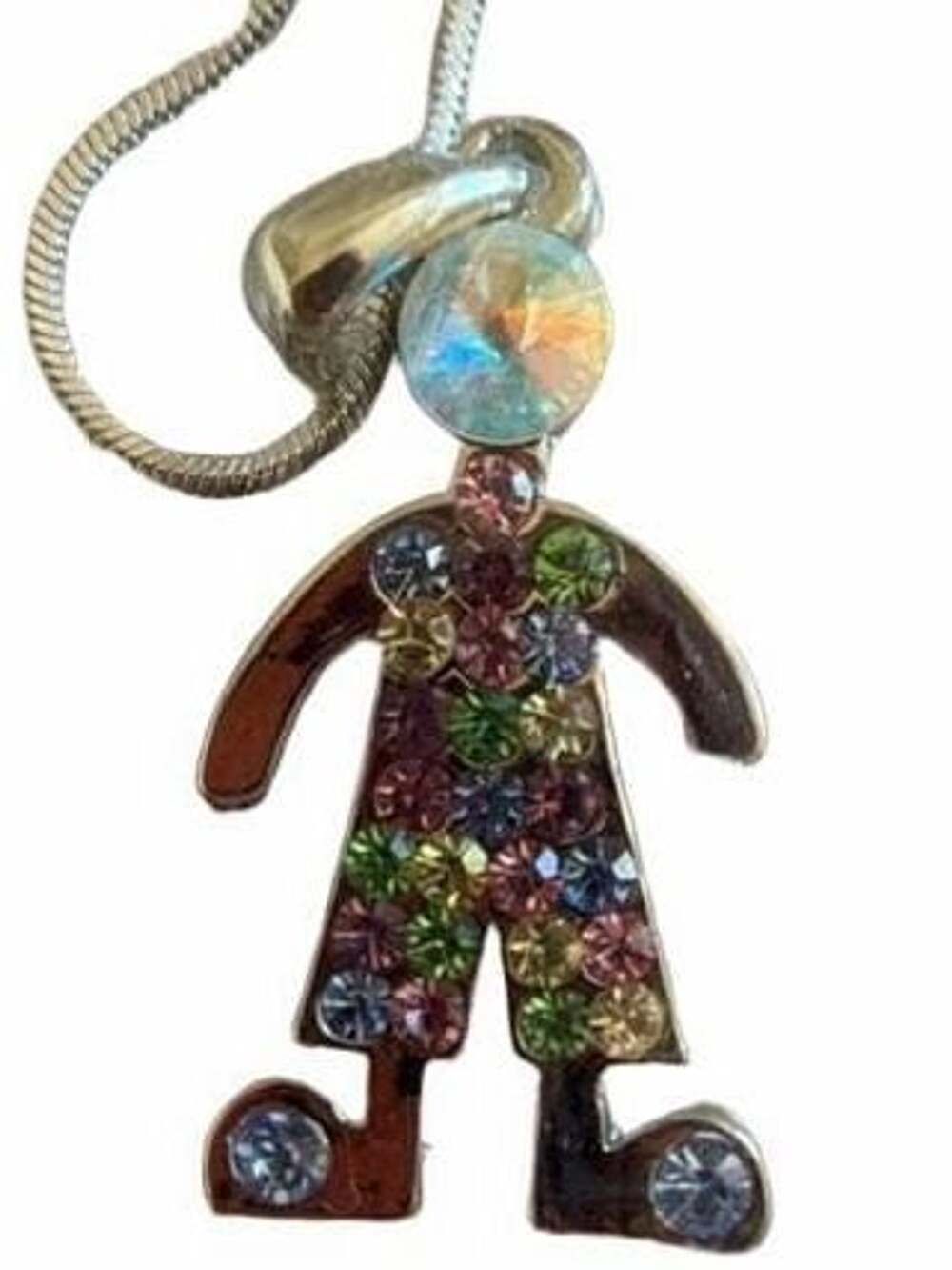 Accessory Silver Tone Rhinestone Girl Pendant Necklace New